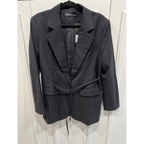 LIONESS Olympia Blazer Dress Black Size Small Belted Mini Sexy Chic Minimalist - Picture 3 of 8